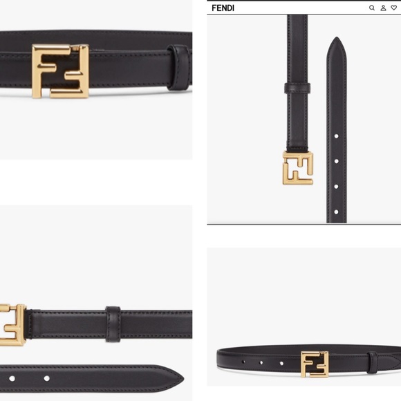 FENDI LEATHER BELT WITH ICONIC “FF” LOGO IN GOLD FINISH METALWARE - Picture 7 of 16